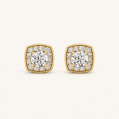 1CT Round Cut Lab Grown Diamond Halo Stud Earrings