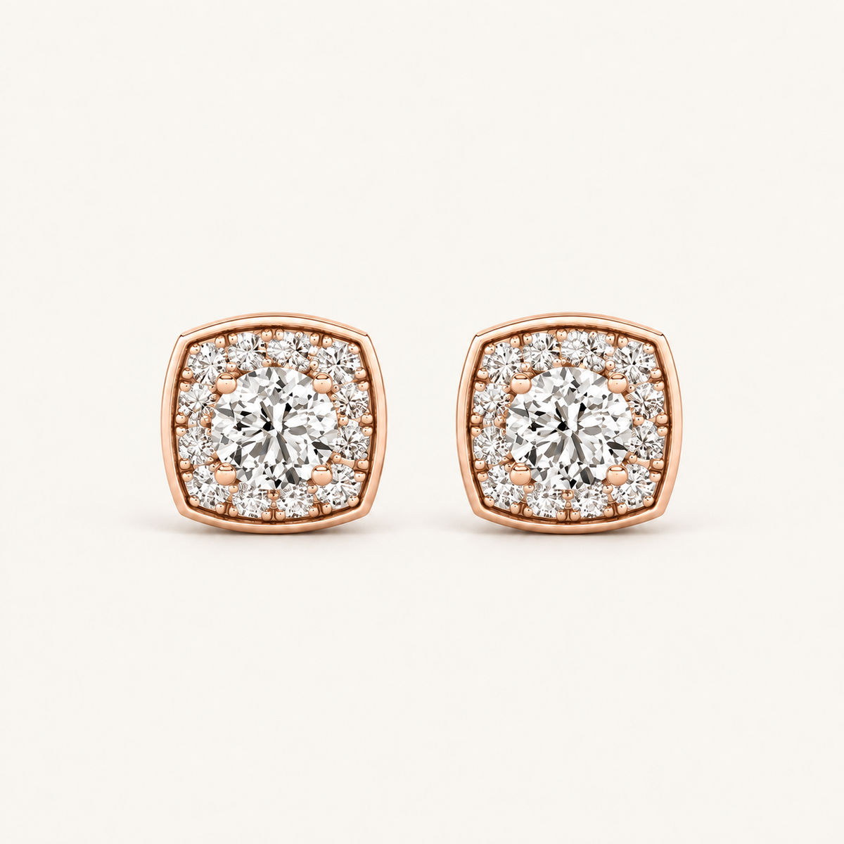 1CT Round Cut Lab Grown Diamond Halo Stud Earrings
