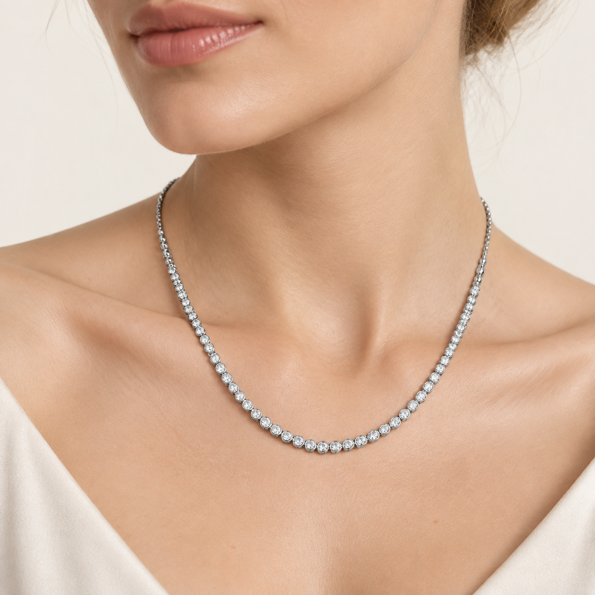 1.00CT Round Cut Lab Grown Diamond Tennis Necklace