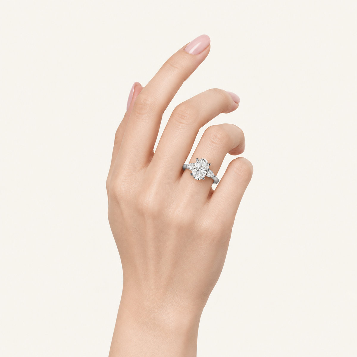 7.80CT Oval Cut Lab Grown Diamond Three Stone Ring
