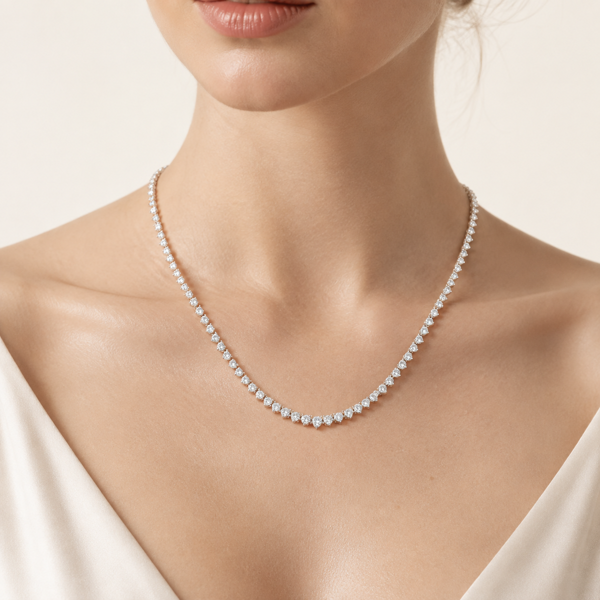 7.00CT Round Cut Lab Grown Diamond Tennis Necklace