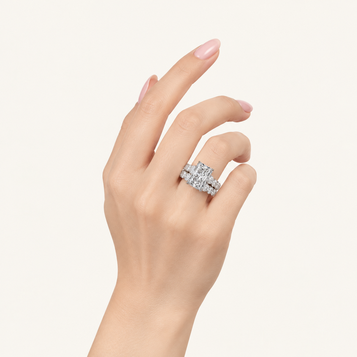 10.00CT Emerald Cut Lab Grown Diamond Bridal Set Ring