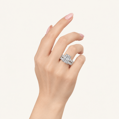 10.00CT Emerald Cut Lab Grown Diamond Bridal Set Ring