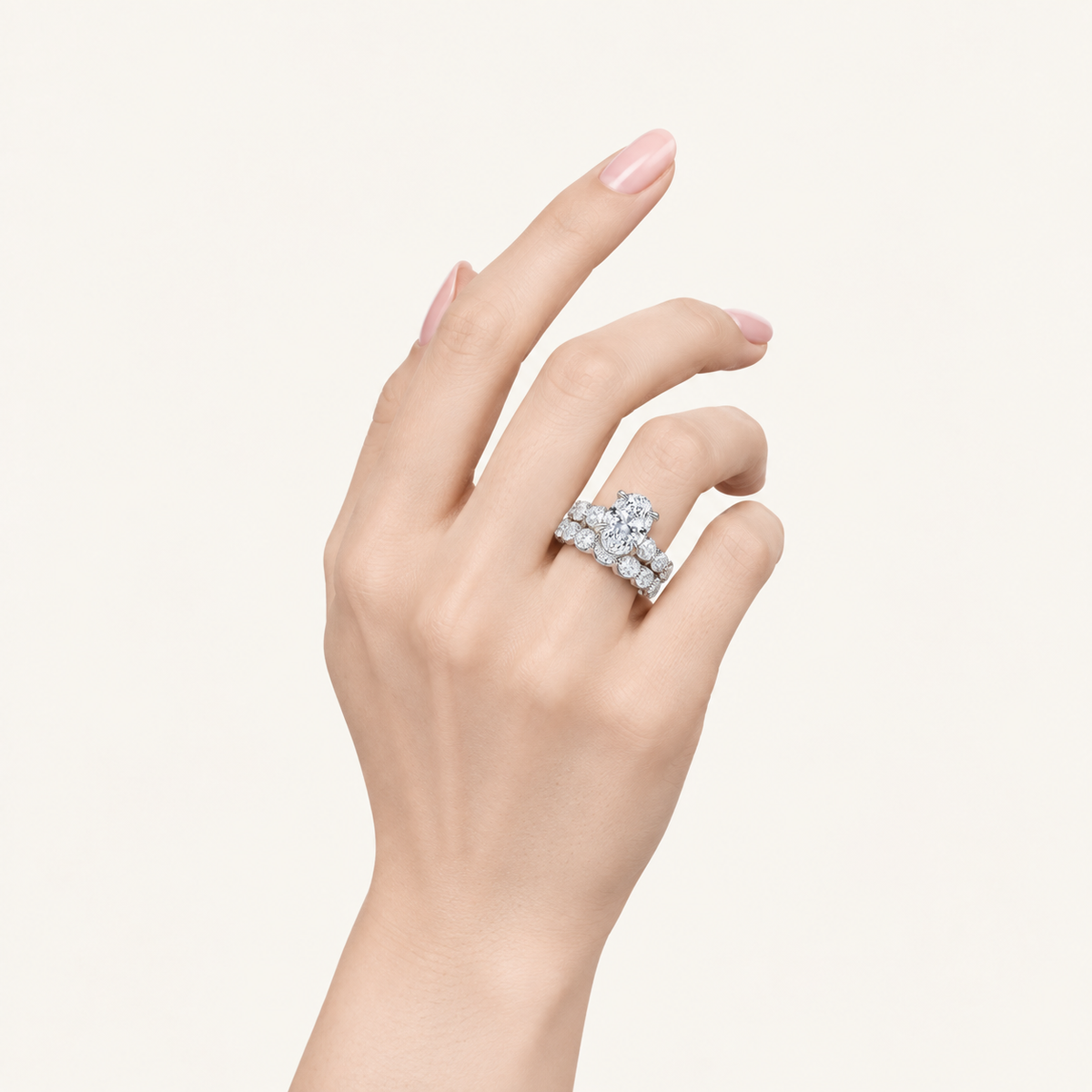 10.00CT Oval Cut Lab Grown Diamond Bridal Set Ring