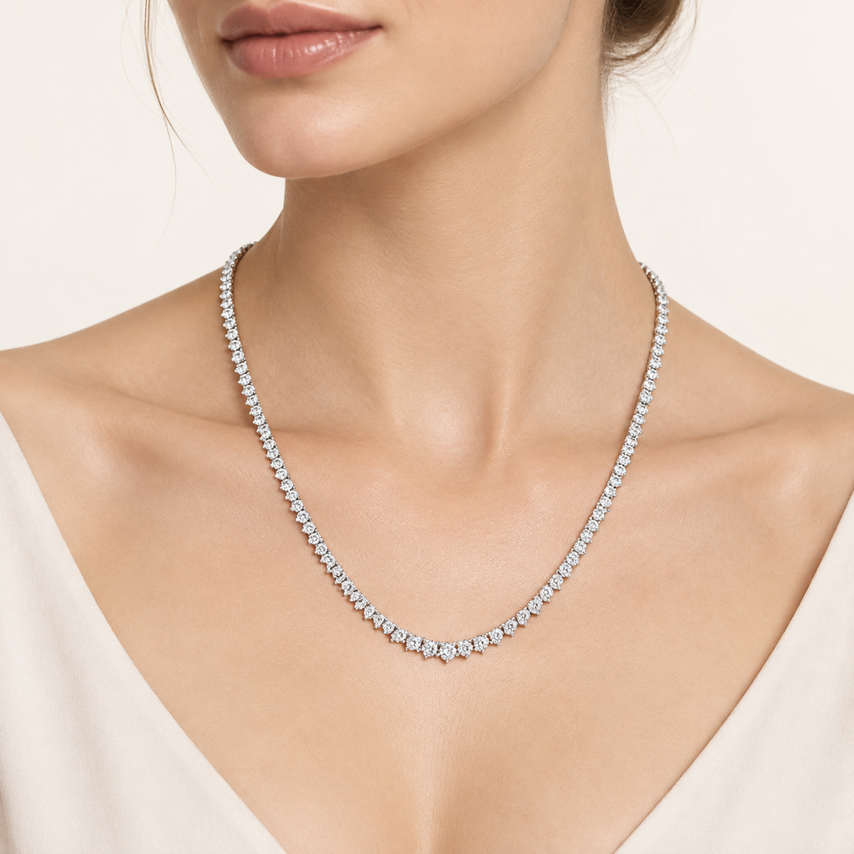 3.00CT Round Cut Lab Grown Diamond Tennis Necklace