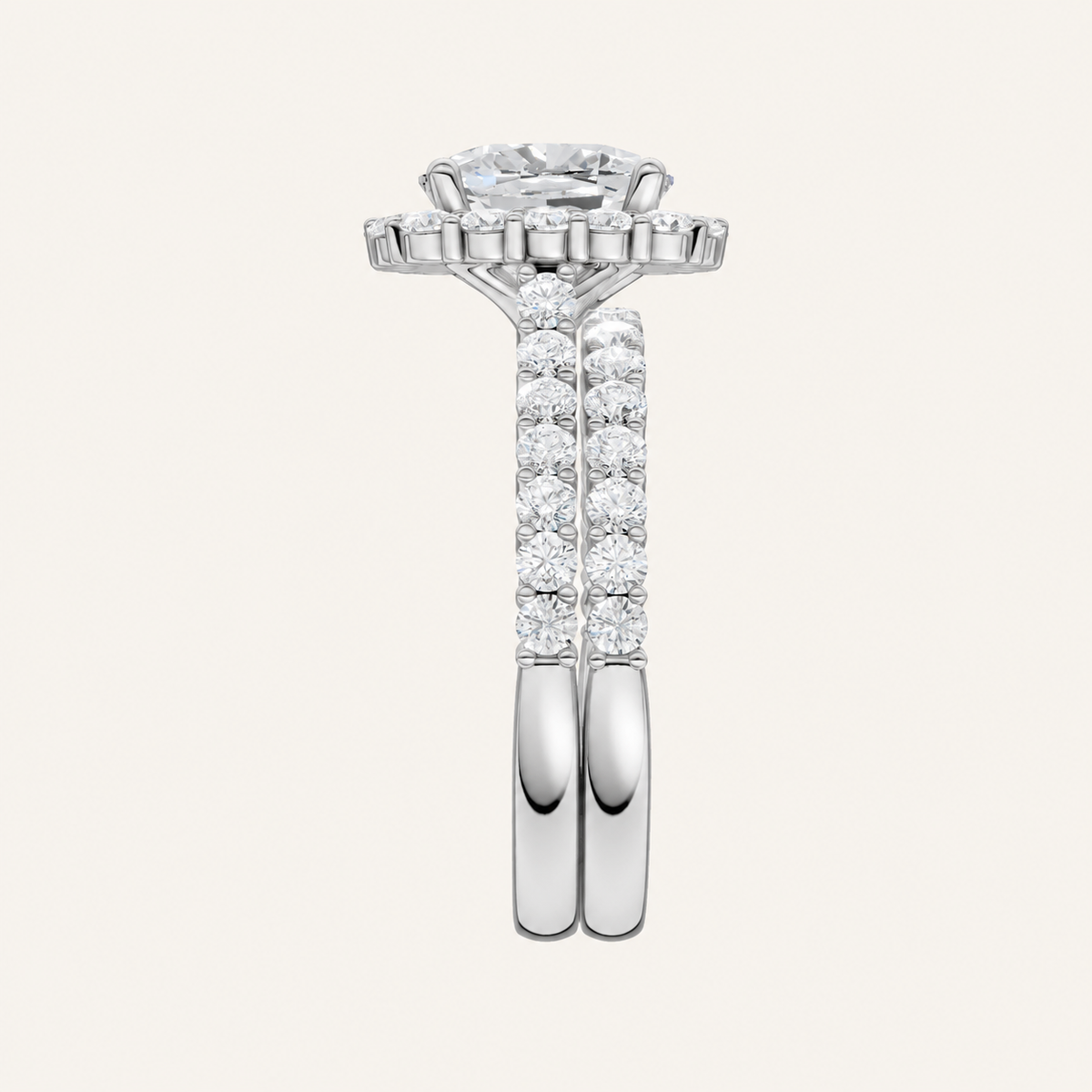 3.00CT Cushion Cut lab Grown Diamond Halo Bridal Set