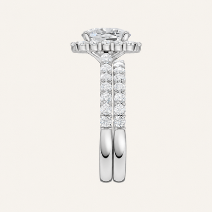 3.00CT Cushion Cut lab Grown Diamond Halo Bridal Set