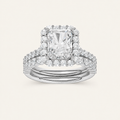 3.00CT Princess Cut Lab Grown Diamond Halo Bridal Set