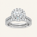 3.00CT Round Cut Lab Grown Diamond Halo Bridal Set