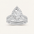 3.00CT Pear Cut Lab Grown Diamond Halo Bridal Set Ring