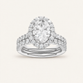 3.00CT Oval Cut Lab Grown Diamond Halo Bridal Set