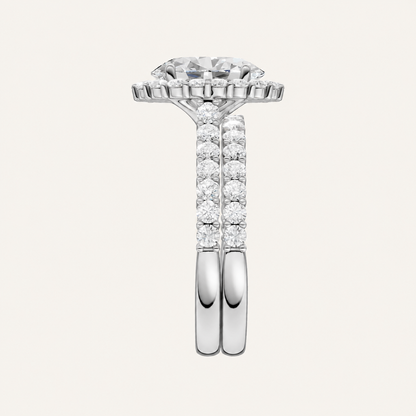 3.00CT Oval Cut Lab Grown Diamond Halo Bridal Set