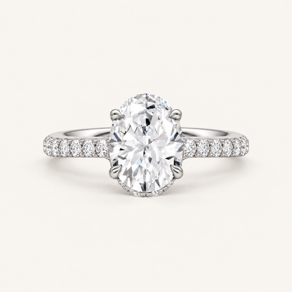 2.50CT Oval Cut Lab Grown Diamond Hidden Halo Side Stone Ring