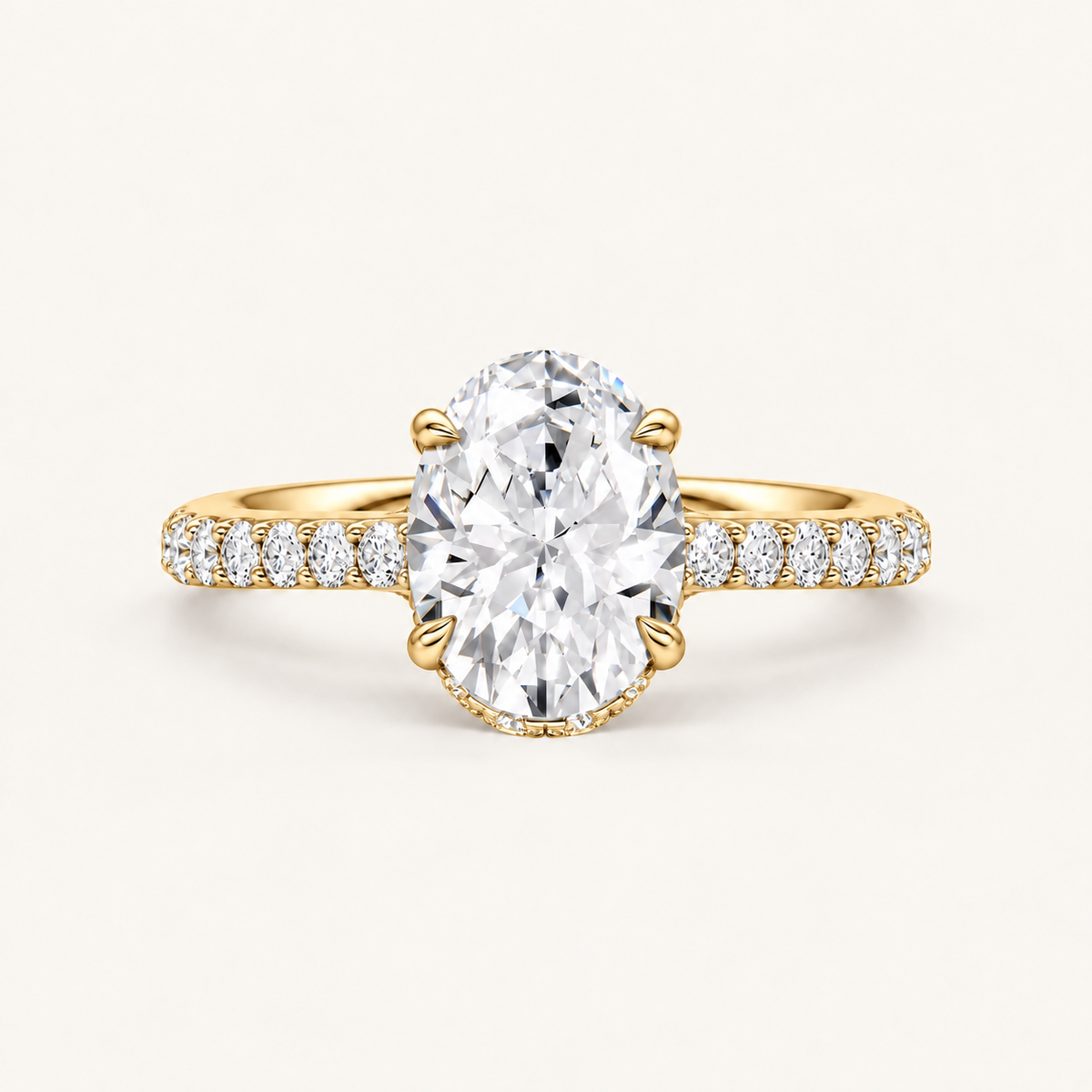 2.50CT Oval Cut Lab Grown Diamond Hidden Halo Side Stone Ring