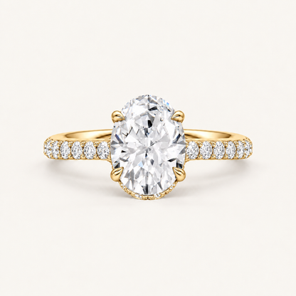 2.50CT Oval Cut Lab Grown Diamond Hidden Halo Side Stone Ring