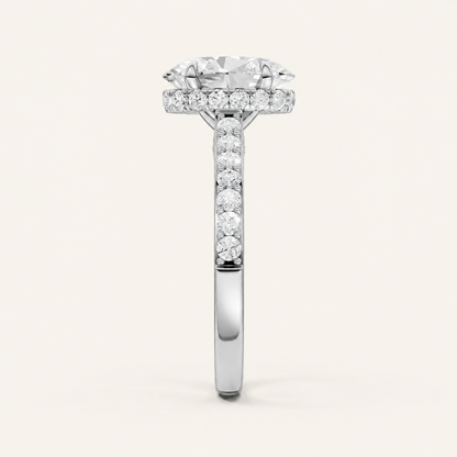 2.50CT Oval Cut Lab Grown Diamond Hidden Halo Side Stone Ring