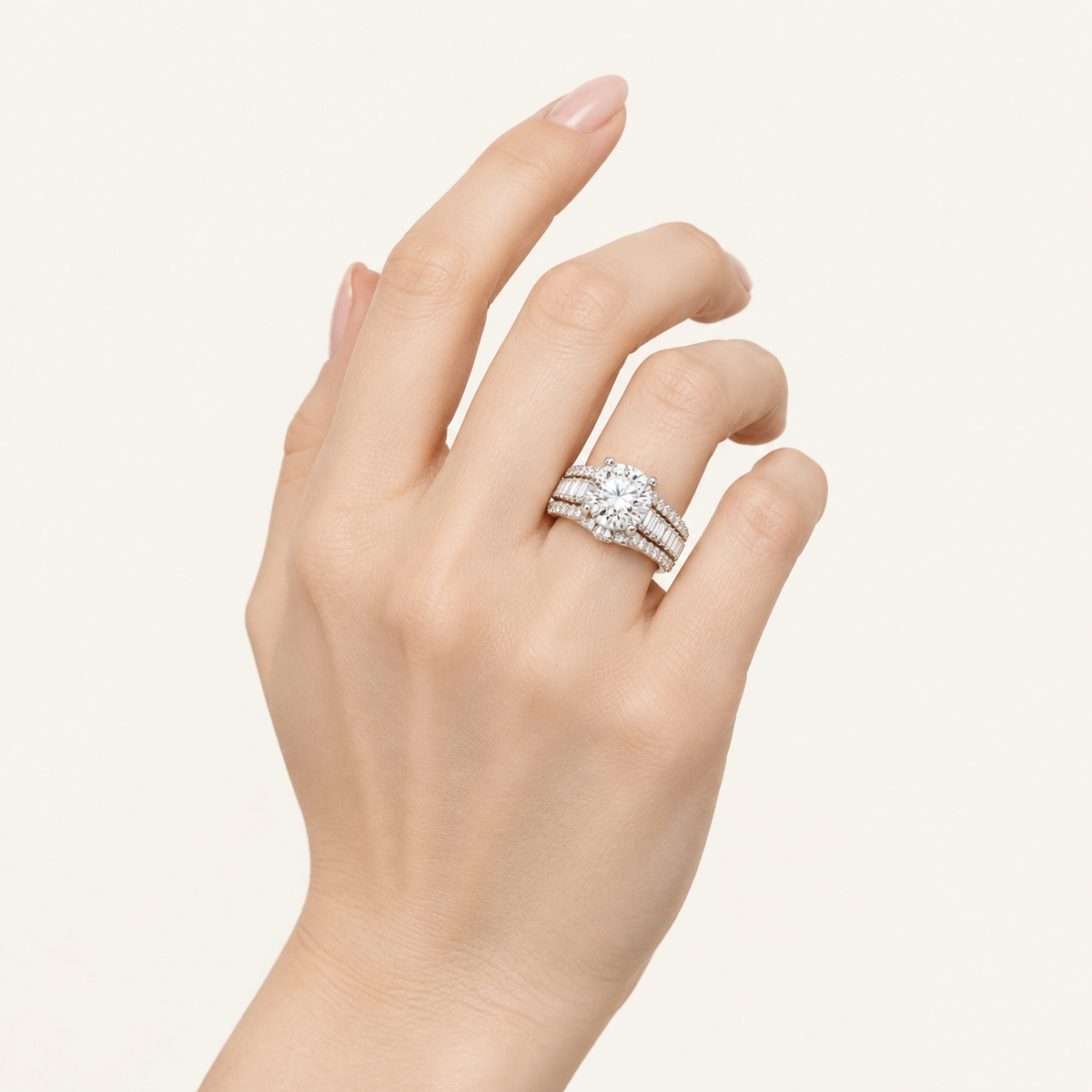 3.75CT Round Cut Lab Grown Diamond Cluster Ring