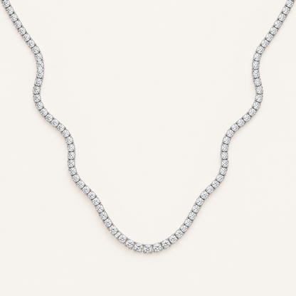 29.00CT Round Cut Lab Grown Diamond Tennis Necklace