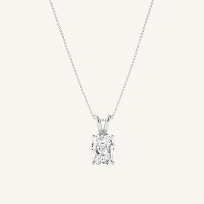 2CT Elongated Cushion Cut Lab Grown Diamond Split Bale Solitaire Pendant Necklace