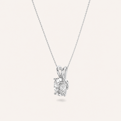 2CT Elongated Cushion Cut Lab Grown Diamond Split Bale Solitaire Pendant Necklace
