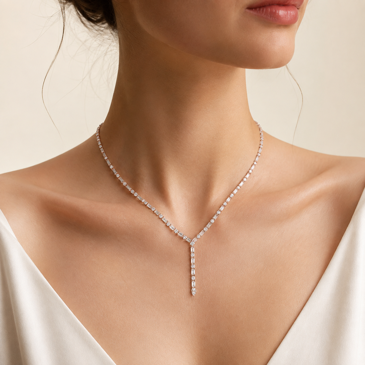 28CT Round Cut Lab Grown Diamond Necklace
