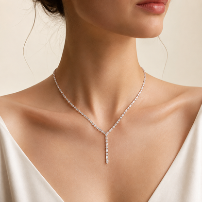 28CT Round Cut Lab Grown Diamond Necklace