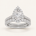 2.00CT Pear Cut Lab Grown Diamond Halo Bridal Set