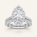 3.00CT Pear Cut Lab Grown Diamond Halo Bridal Set