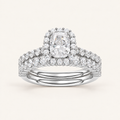 2.00CT Cushion Cut Lab Grown Diamond Halo Bridal Set