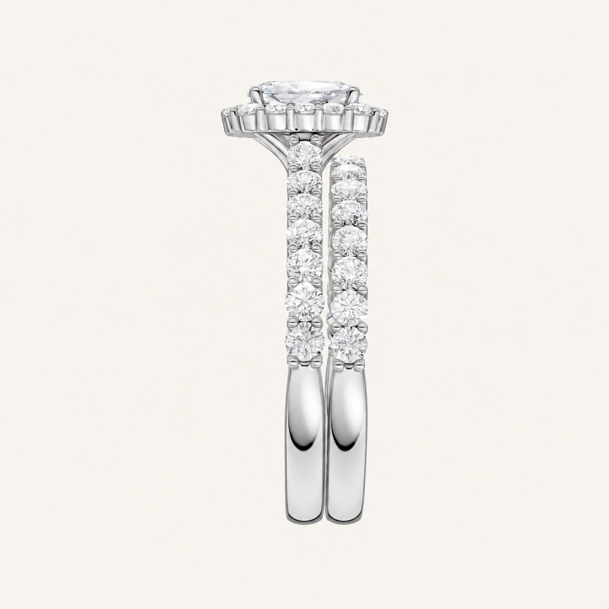 2.00CT Cushion Cut Lab Grown Diamond Halo Bridal Set
