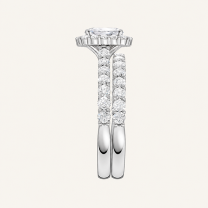 2.00CT Cushion Cut Lab Grown Diamond Halo Bridal Set