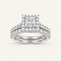 2.00CT Princess Cut Lab Grown Diamond Halo Bridal Set