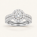 2.00CT Round Cut Lab Grown Diamond Halo Bridal Set