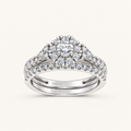 1.00CT Round Cut Lab Grown Diamond Halo Bridal Set