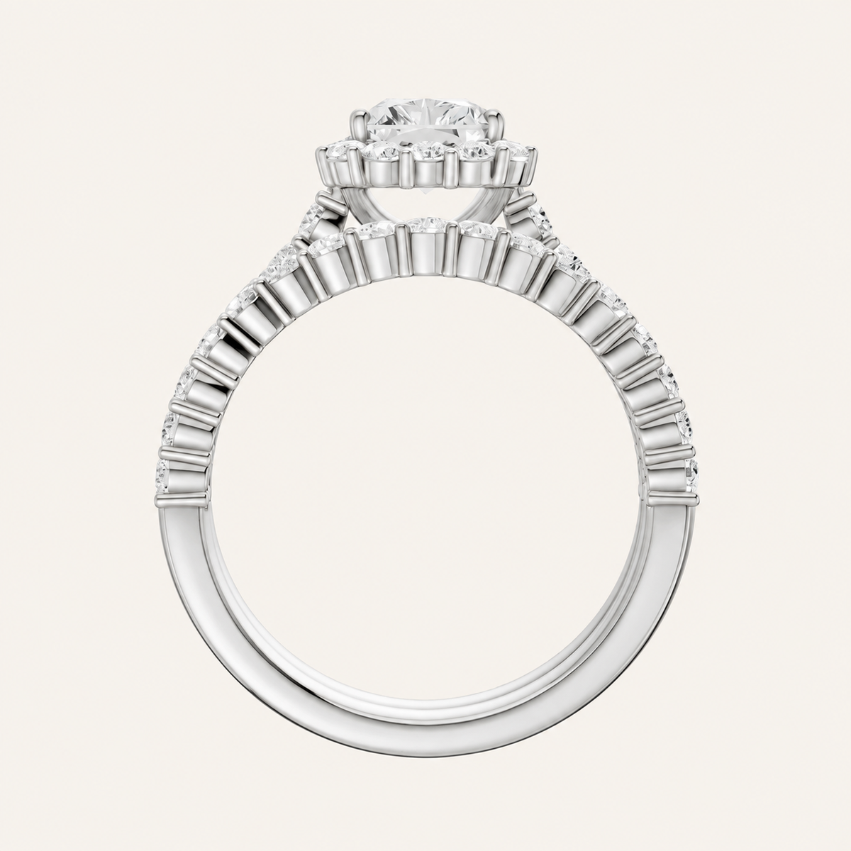 2.00CT Radiant Cut Lab Grown Diamond Halo Bridal Set