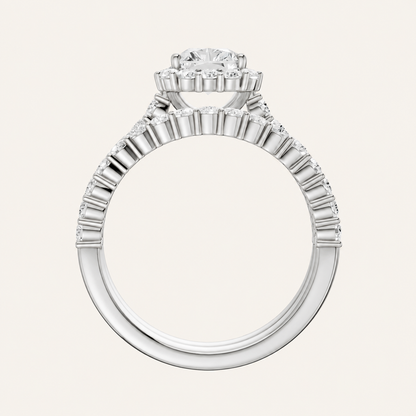 2.00CT Radiant Cut Lab Grown Diamond Halo Bridal Set