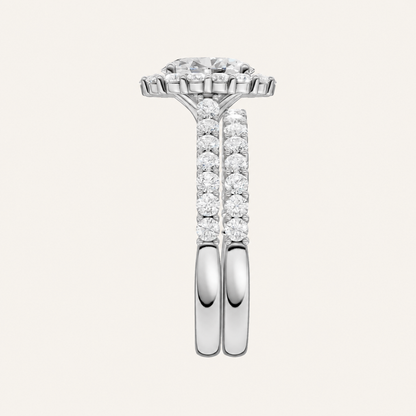 2.00CT Oval Cut Lab Grown Diamond Halo Bridal Set