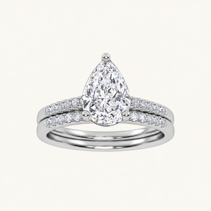 1.28CT Pear Cut Lab Grown Diamond Bridal Set