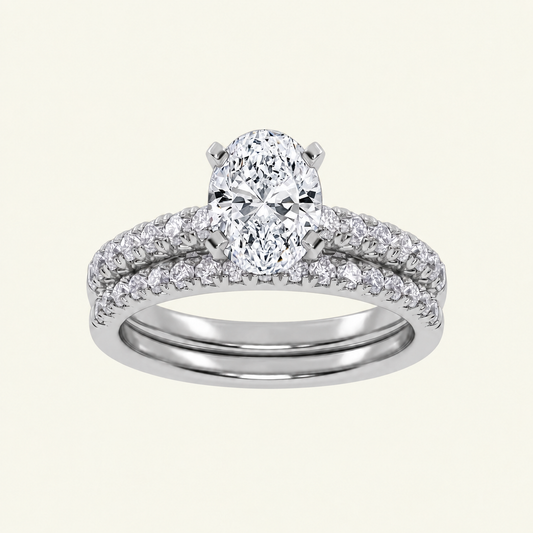 1.50CT Oval Cut Lab Grown Diamond Bridal Set