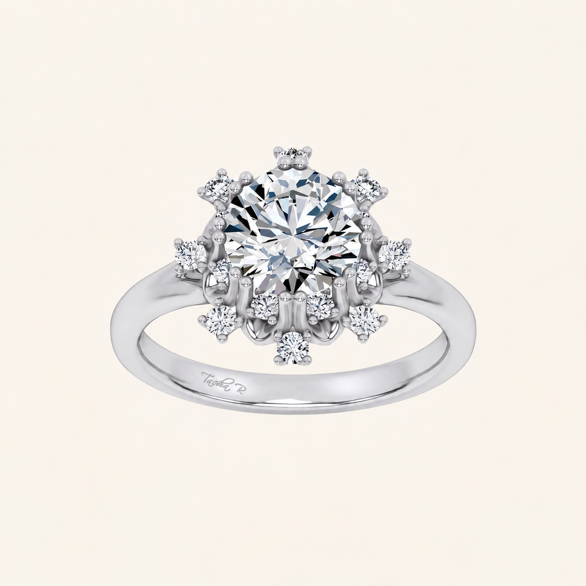 2.00CT Round Cut Lab Diamond Floral Halo Ring