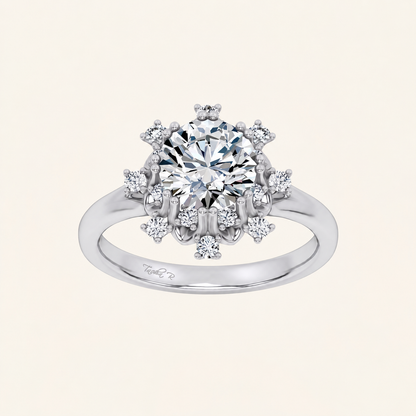 2.00CT Round Cut Lab Diamond Floral Halo Ring