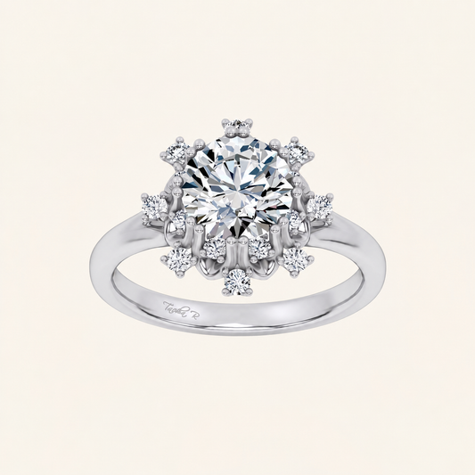 2.00CT Round Cut Lab Diamond Floral Halo Ring