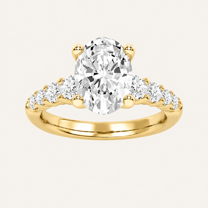 3.75CT Oval Cut Lab Grown Diamond Side Stone ring