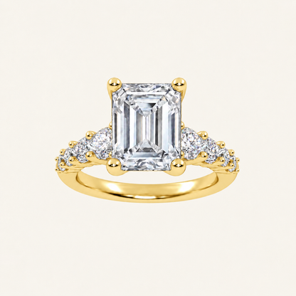 3.75CT Emerald Cut Lab Grown Diamond Side Stone ring