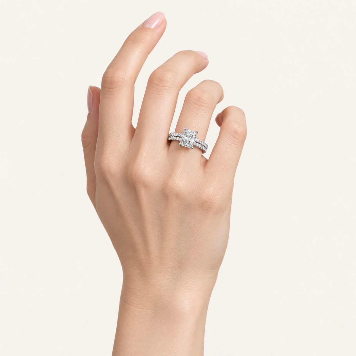 2.50CT Emerald Cut Lab Grown Diamond Bridal Set