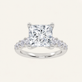 3.75CT Square Cut Lab Grown Diamond Side Stone ring