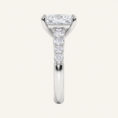 3.75CT Square Cut Lab Grown Diamond Side Stone ring