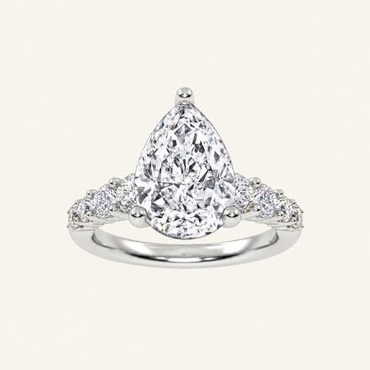 3.75CT Pear Cut Lab Grown Diamond Side Stone ring