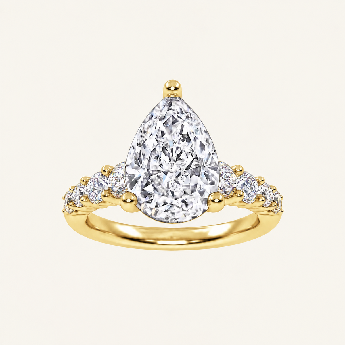 3.75CT Pear Cut Lab Grown Diamond Side Stone ring