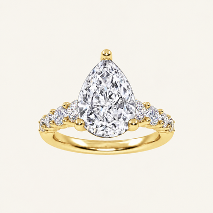3.75CT Pear Cut Lab Grown Diamond Side Stone ring
